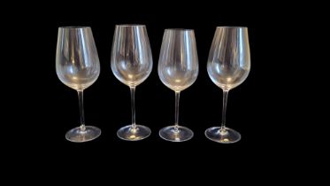 MOSER, CZECHOSLOVAKIA, OF KARLOVY VARY FACTORY, A BOXED SET OF FOUR CRYSTAL GLASS LONG FACE