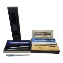PARKER, TWO VINTAGE STEEL BALLPOINT PEN AND PENCIL SETS In fitted boxes with certificates 'Parker 75