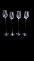MOSER, CZECHOSLOVAKIA, OF KARLOVY VARY FACTORY, A BOXED SET OF FOUR CRYSTAL GLASS SLIM LADY