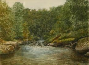 A PAIR OF 20TH CENTURY WATERCOLOUR Landscapes, titled 'Waterfall Walk, Kingsdale, Yorkshire,