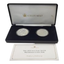 JUBILEE MINT, A SILVER 1OZ COMMEMORATIVE TWO COIN SET Titled ‘The 2023 1oz Five Silver Britannia