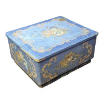 AN EARLY 20TH CENTURY VENETIAN FLORAL PAINTED TABLE TOP PINE BOX. (w 31cm x d 25cm x length 16cm)