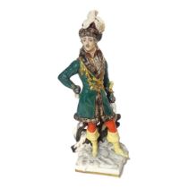 ROYAL NAPLES, A PORCELAIN MODEL OF NAPOLEONIC MILITARY OFFICER Wearing regimental green coatee