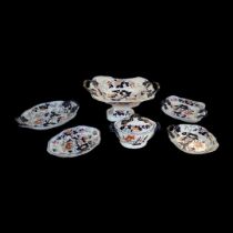 A GEORGE IV PERIOD STAFFORDSHIRE TONQUIN CHINA IRONSTONE TYPE EARTHENWARE PART DESSERT SERVICE,