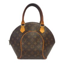 LOUIS VUITTON, A VINTAGE LEATHER ELLIPSE MONOGRAM HANDBAG Having two carry handles and traditional