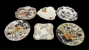 A PAIR OF EARLY 19TH CENTURY ENGLISH STAFFORDSHIRE COALPORT OR RIDGWAY PORCELAIN CABINET PLATES,