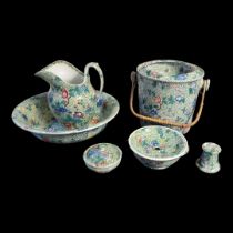 A LATE VICTORIAN COPELAND SPODE SEMI PORCELAIN COMPLETE SIX PIECE WASH SET In King pattern, reg