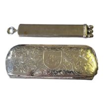 A VICTORIAN SILVER SPECTACLE CASE Having fine engraved decoration, hallmarked Birmingham, 1923,