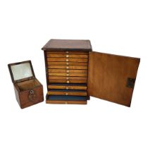 A 19TH CENTURY COLLECTOR'S RECTANGULAR SPECIMEN CABINET Containing twelve drawers, together with a