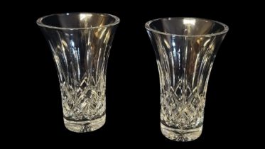 WATERFORD, A PAIR OF 20TH CENTURY CUT LEAD CRYSTAL TRUMPET VASES With cuts to base and etched