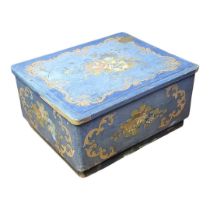 AN EARLY 20TH CENTURY VENETIAN FLORAL PAINTED TABLETOP PINE BOX. (w 31cm x d 25cm x length 16cm)