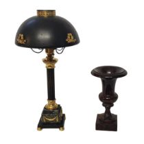 A LATE 20TH CENTURY FRENCH NEOCLASSICAL EMPIRE STYLE METAL AND BRASS LAMP BASE Converted for