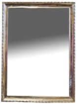 A LARGE CONTINENTAL WHITE METAL EASEL RECTANGULAR MIRROR With embossed edge easel back. (approx 46cm