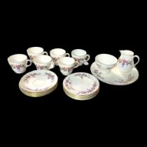 WEDGWOOD, BONE CHINA COMPLETE TEA SERVICE FOR SIX Devon Sprays pattern, pattern no: W4076,