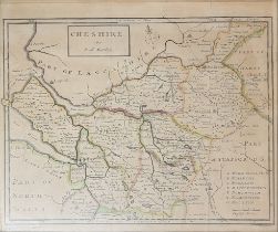 ROBERT MORDEN, AN 18TH CENTURY COPPER PLATE HAND COLOURED ENGRAVING MAP OF CHESHIRE Verso