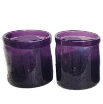 TWO VINTAGE HAND BLOWN AMETHYST GLASS ICE BUCKETS. (d 21cm x h 23cm) Condition: good