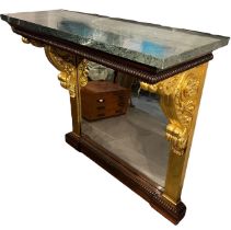 MANNER OF GEORGE SMITH, A REGENCY ROSEWOOD AND PARCEL GILT CONSOLE TABLE The rectangular marble