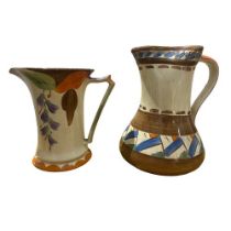 WADEHEATH, ENGLAND. TWO ART DECO POTTERY JUGS, CIRCA 1930’S Along with Myott Son & Co, two Art