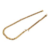 POBJOY, A VINTAGE 9CT GOLD FANCY LINK NECKLACE. (approx length 43cm, 13.5g)