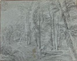 ATTRIBUTED TO LODEWIJK DE VADDER, BRUSSELS, 1605 - 1655, 17TH CENTURY CHALK DRAWING Woodland