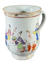 A LATE 18TH CENTURY CHINESE EXPORT, QING DYNASTY, QIANLONG, FAMILE ROSE BELL FORM PORCELAIN MUG