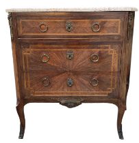 A LATE 19TH CENTURY FRENCH LOUIS XVI DESIGN GILT METAL MOUNTED KINGWOOD AND INLAID COMMODE The