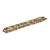 A VINTAGE 9CT GOLD FANCY LINK CHAIN. (approx length 33cm, 46.3g)