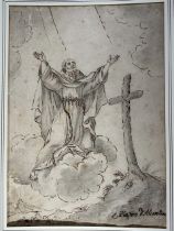 A 17TH CENTURY ITALIAN PEN AND INK DRAWING STUDY, SAINT PETER OF ALCANTARA Bearing partial