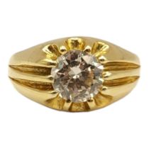 A VINTAGE 18CT GOLD AND 1.69CT DIAMOND SOLITAIRE RING The single round cut diamond in a claw