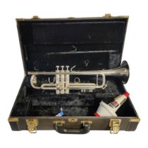 VINCENT BACH, A VINTAGE SILVER PLATED TRUMPET Engraved mark 'Stradivarius model 37 by Elkhart