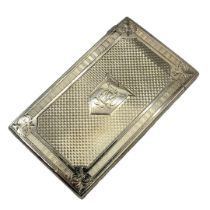 A VICTORIAN SILVER RECTANGULAR CALLING CARD CASE With engine turned decoration, hallmarked