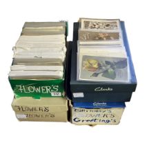 FOUR BOXES CONTAINING APPROX 1000 EARLY 20TH CENTURY AND LATER POSTCARDS OF FLOWERS Contained in