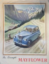 C1950 ORIGINAL CAR POSTER, ‘TRIUMPH MAYFLOWERS’, SWISS ALPS C1950 Original Car Poster “Triumph