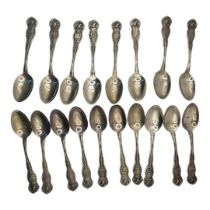 WILLIAM RODGERS A COLLECTION OF EIGHTEEN AMERICAN WHITE METAL COMMEMORATIVE TEASPOONS Each