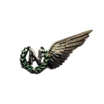 A WWII SILVER ROYAL AIR FORCE 'NAVIGATOR' SWEETHEART BROOCH Letter N within and enamel wreath and