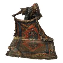 FRANZ BERGMAN, AN EARLY 20TH CENTURY COLD PAINTED AUSTRIAN FIGURAL BRONZE GROUP, AN ARAB CARPET