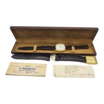 LONGINES, A 1980’S GOLD PLATED QUARTZ DRESS WATCH Roman numeral dial and makers leather strap, in
