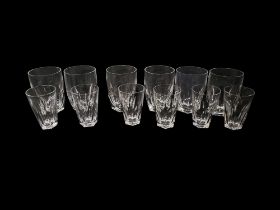 A SET OF SIX WATERFORD LEAD CRYSTAL CUT GLASS BEAKERS OF PLAIN DESIGN Cut panel body below, along