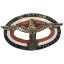 A WWII GERMAN MILITARY ADMINISTRATION OF BELGIUM AND NORTHERN FRANCE OVAL BADGE With black,red and