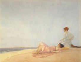 SIR WILLIAM RUSSELL FLINT, BRITISH, 1880 - 1969, WATERCOLOUR Titled ‘The Shieling Beach’, signed,