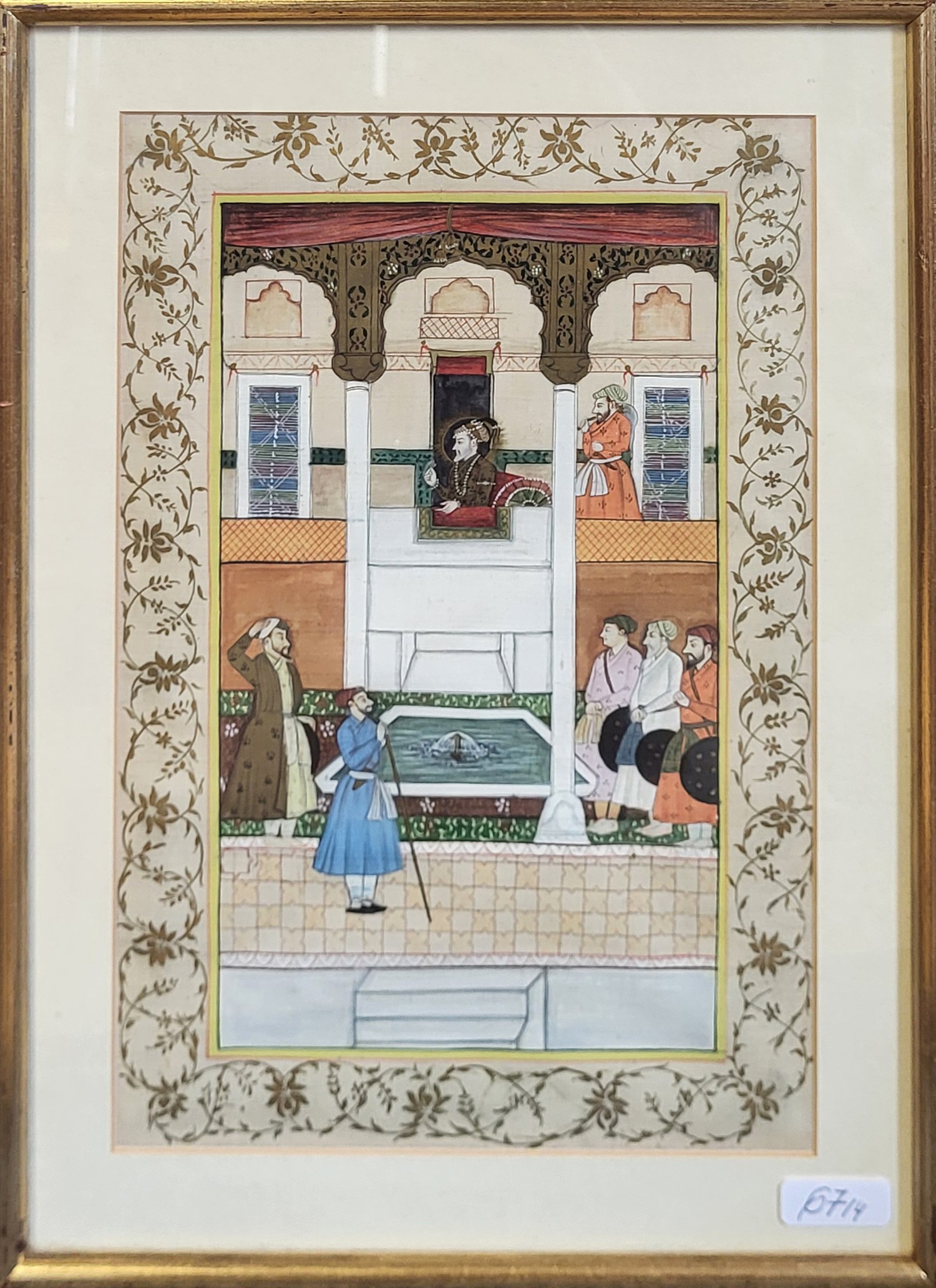 A SET OF FOUR EARLY 20TH CENTURY NORTH INDIAN MOGHUL WATERCOLOURS ON SILK Depicting Maharaja - Image 3 of 4