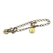 A VINTAGE 9CT GOLD BRACELET With a St. Christopher charm heart form clasp. (approx 10cm)