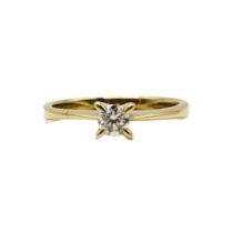 AN 18CT GOLD AND DIAMOND SOLITAIRE RING Set with a single round cut diamond. (approx diamond