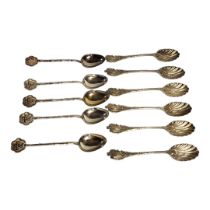 A SET OF SIX VICTORIAN SILVER TEASPOONS Having scrolled shell form bowls, hallmarked Walker and