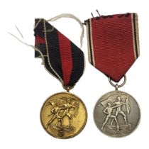 TWO WWII GERMAN AUSTRIAN ANSCHLUSS COMMEMORATIVE MEDALS, DATED 1ST OCTOBER 1938 AND 19TH MARCH 1938,