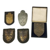 A COLLECTION OF WWII GERMAN CAMPAIGN ARM SHIELDS (LATER COPIES) Comprising Warschau 1944, Kuban