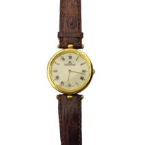 JAEGER LECOULTRE, A VINTAGE 18CT GOLD GENT’S WRISTWATCH Slim case with circular white dial with
