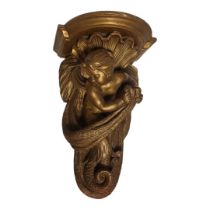 AN EARLY 20TH CENTURY TERRACOTTA FIGURAL WALL BRACKET Cast with a classical mermaid with fishing