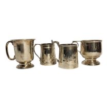 A COLLECTION OF FOUR EARLY 20TH CENTURY SILVER CHRISTENING MUGS To include an engraved mug with