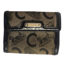 CELINE, A VINTAGE LEATHER LADIES PURSE Monogram fabric on black leather. (approx 12cm x 9cm)